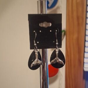 Silver Whale Tail Earrings